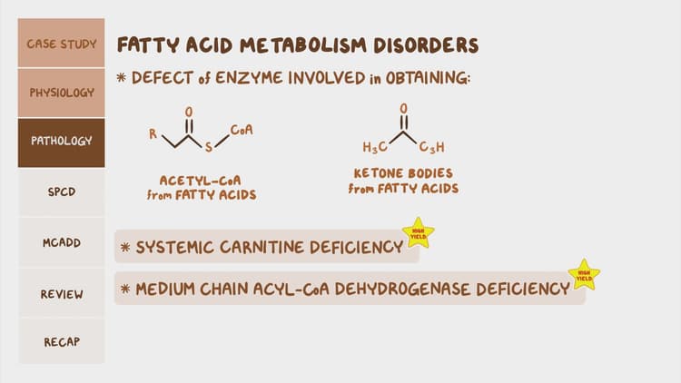 Disorders of fatty acid metabolism: Pathology review | Osmosis