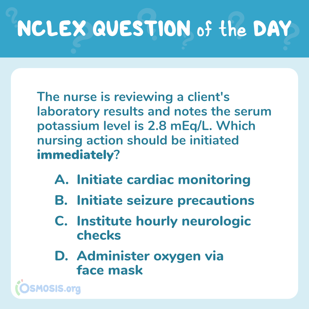 NCLEX-RN Question of the Day: Serum potassium level
