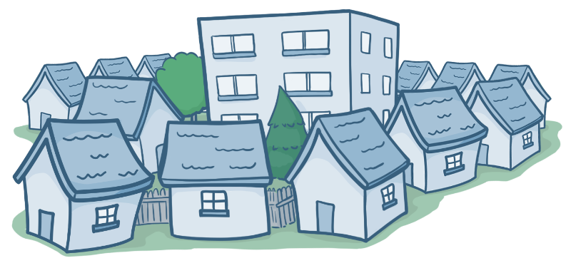 An illustration of a small community
