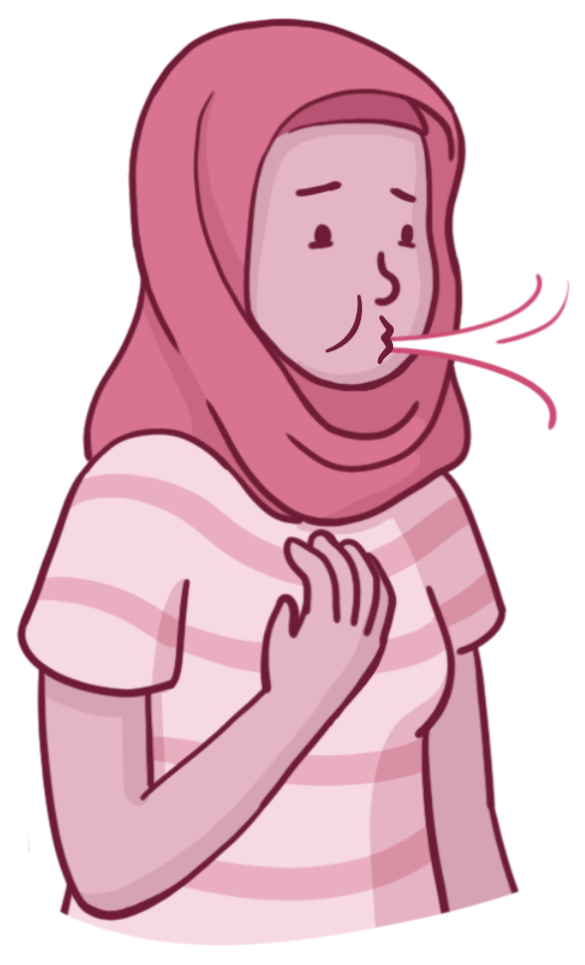 Tara, a woman with asthma who's trying to breathe.