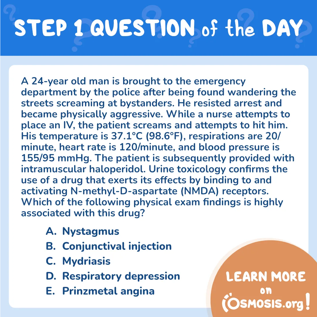USMLE® Step 1 Question of the Day: Activating N-Methyl-D-Aspartate (NMDA) Receptors
