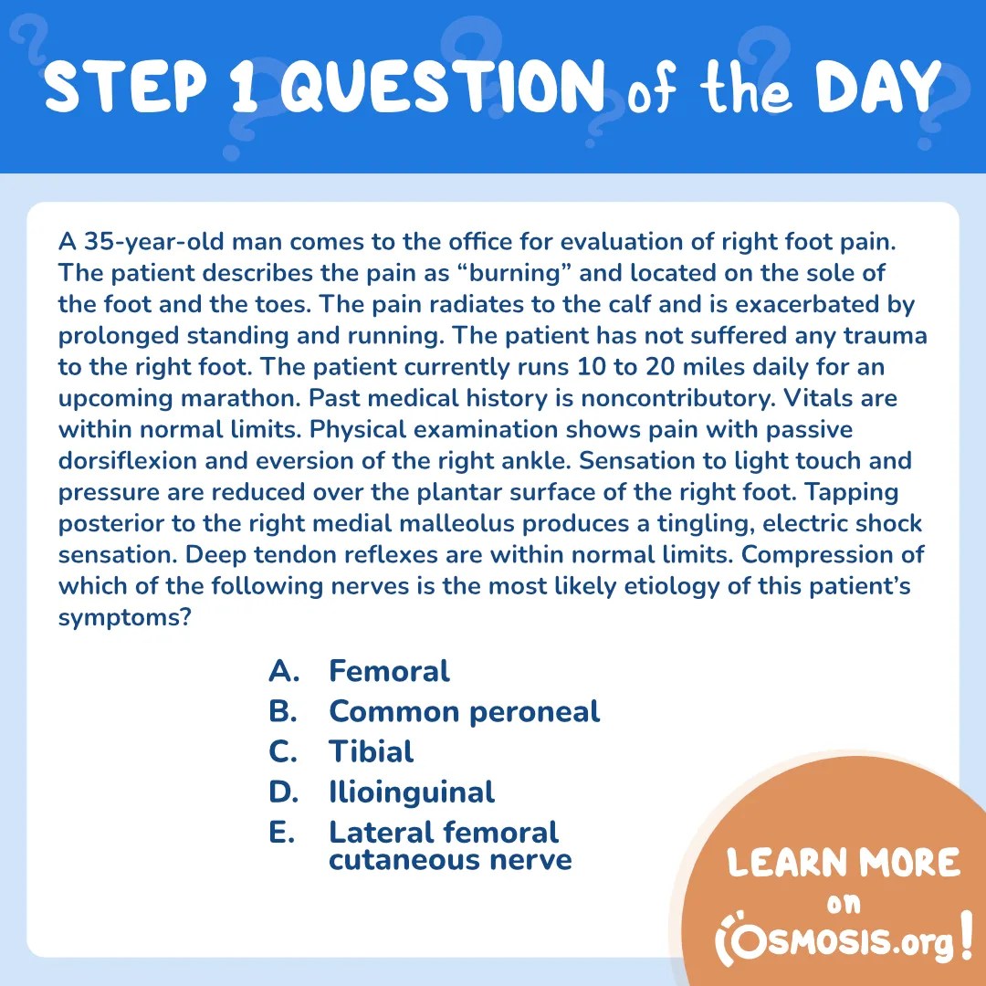 USMLE® Step 1 Question of the Day: Compressed nerve