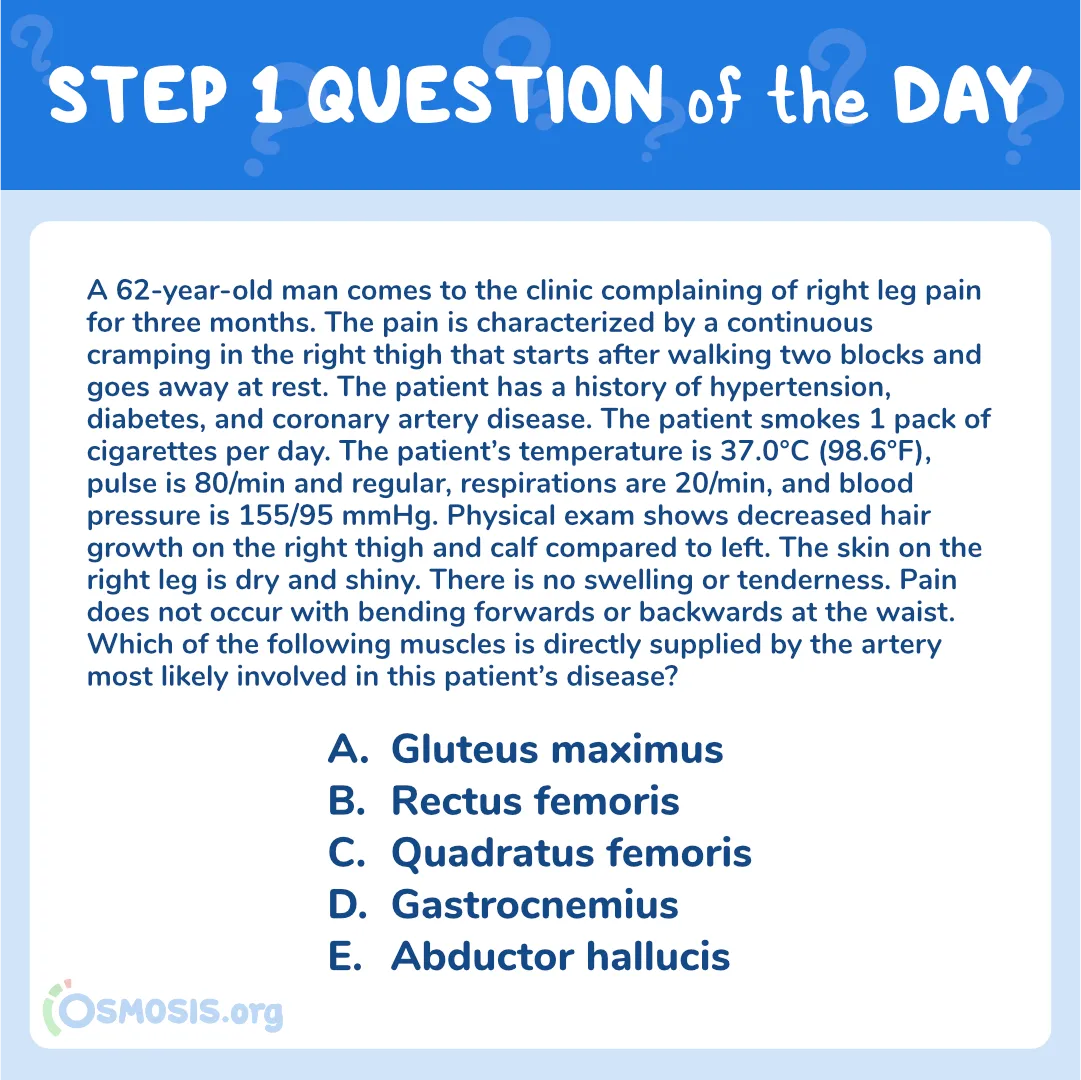 USMLE® Step 1 Question of the Day: Right Leg Pain