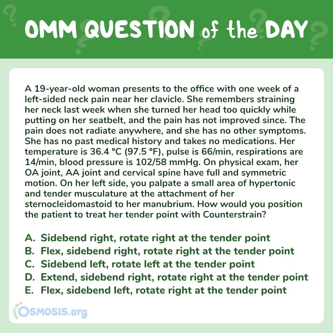 OMM Question of the Day: Cervical Spine Counterstrain