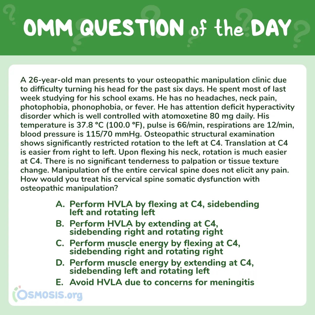 OMM Question of the Day: Cervical Muscle Energy - Flexed Dysfunction