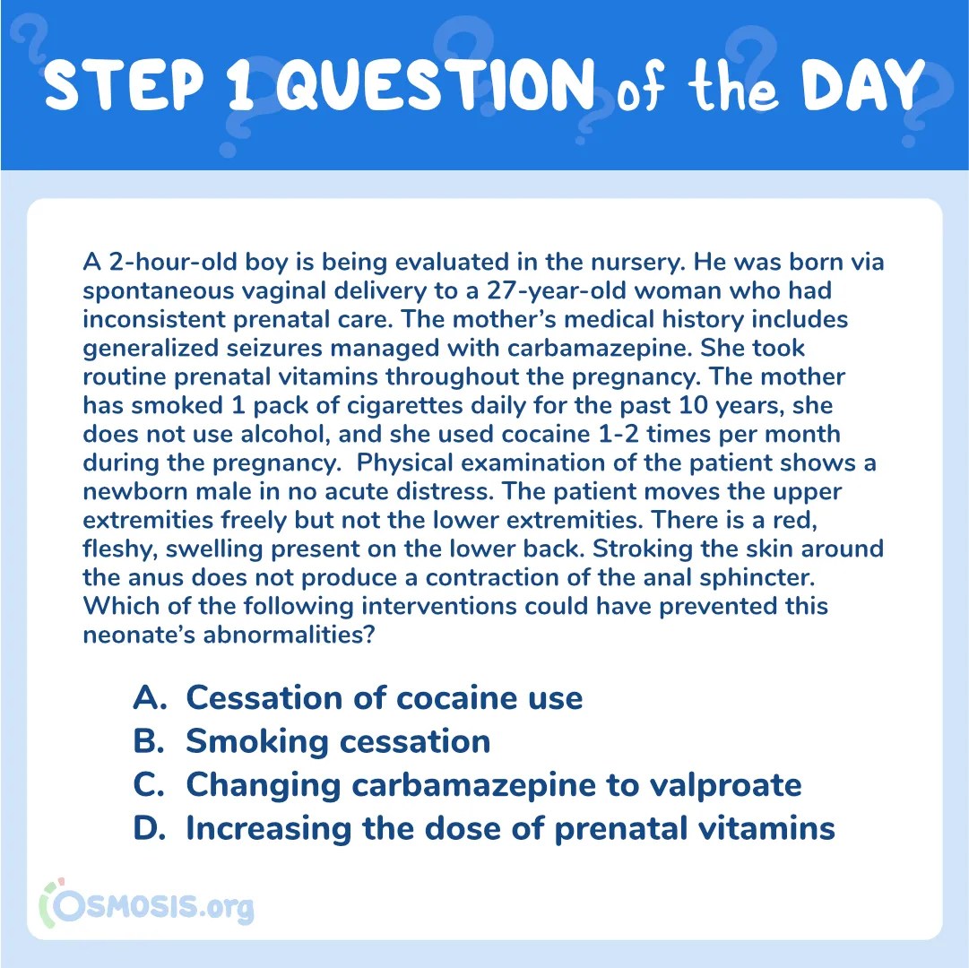 USMLE® Step 1 Question: Neural Tube Defects