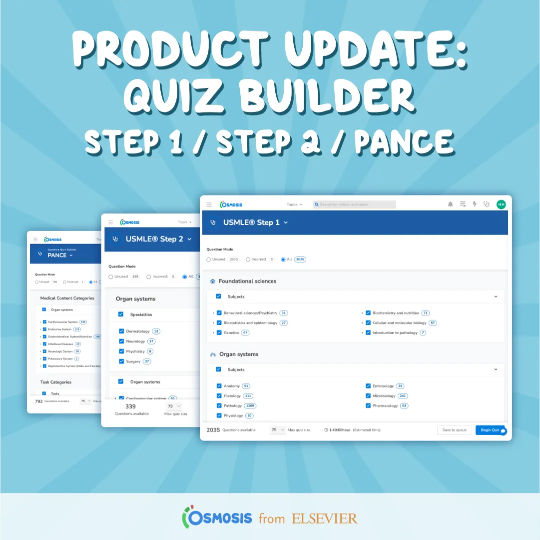 Product Update: Quiz Builder for USMLE, COMLEX, and PANCE