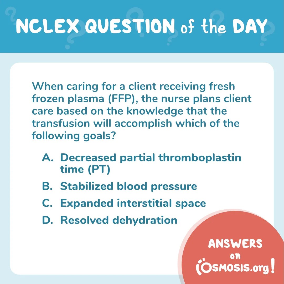 NCLEX-RN® Question of the Day: Fresh frozen plasma
