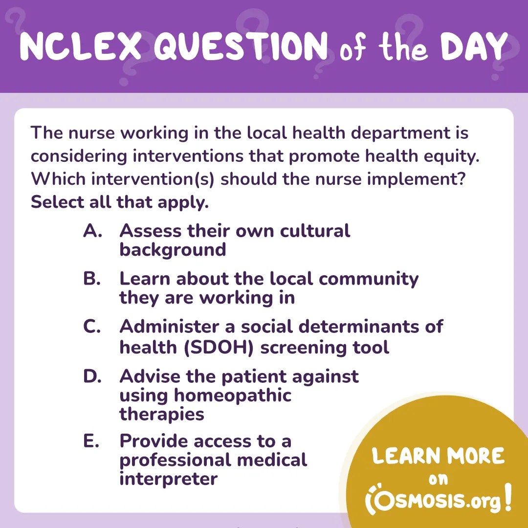 NCLEX-RN® Question of the Day: Equity interventions