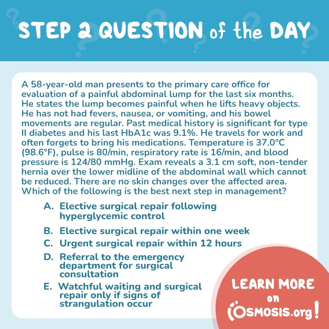 USMLE® Step 2 Question of the Day: Abdominal hernia