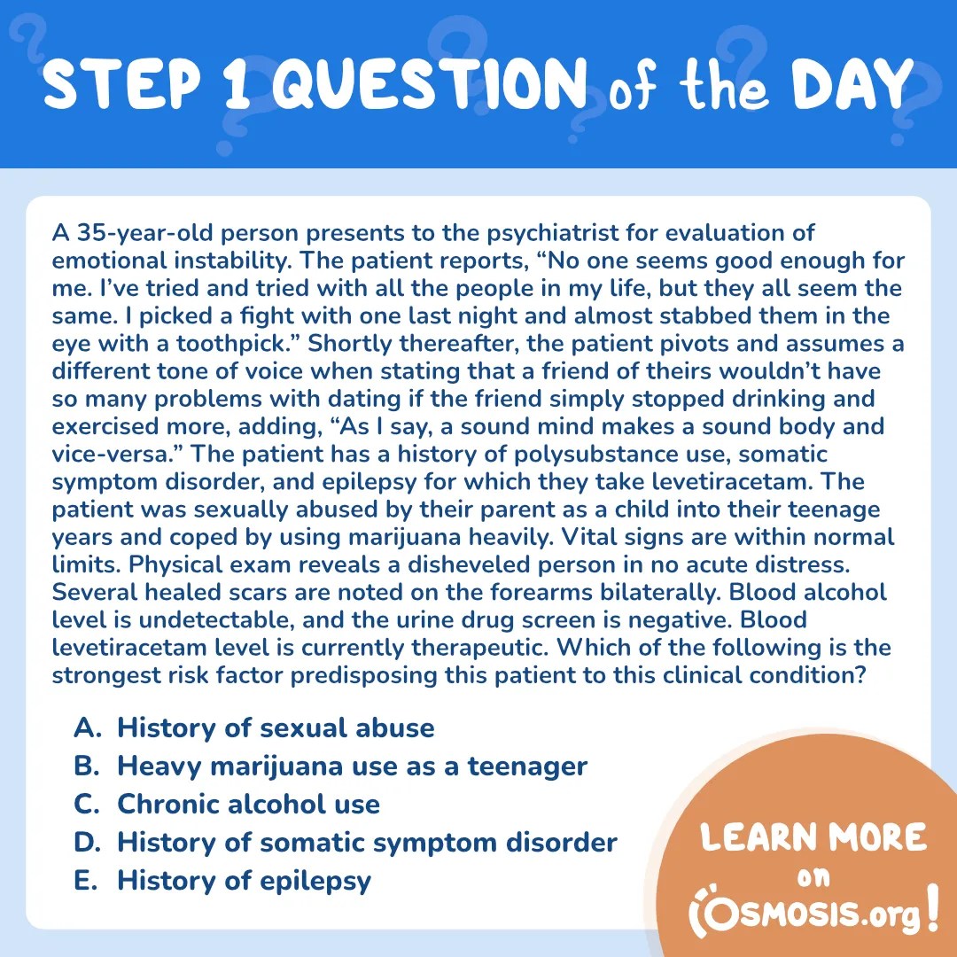 USMLE® Step 1 Question of the Day: Dissociative identity disorder