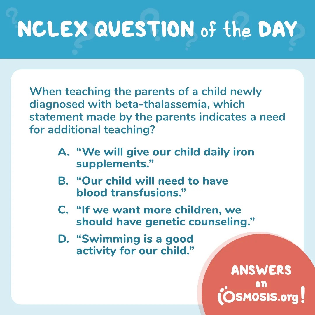 NCLEX-RN® Question of the Day: Beta-Thalassemia diagnosis