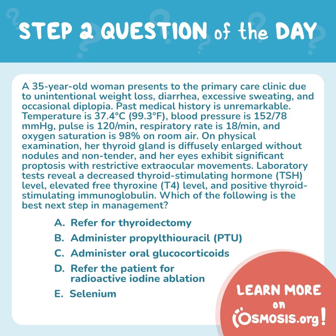 USMLE Step 2 Question of the Day Thyroid management