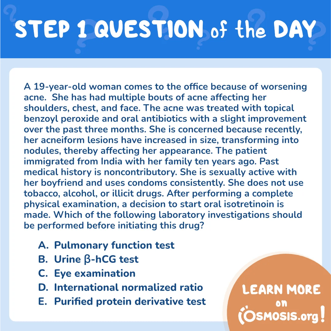 USMLE® Step 1 Question of the Day: Isotretinoin