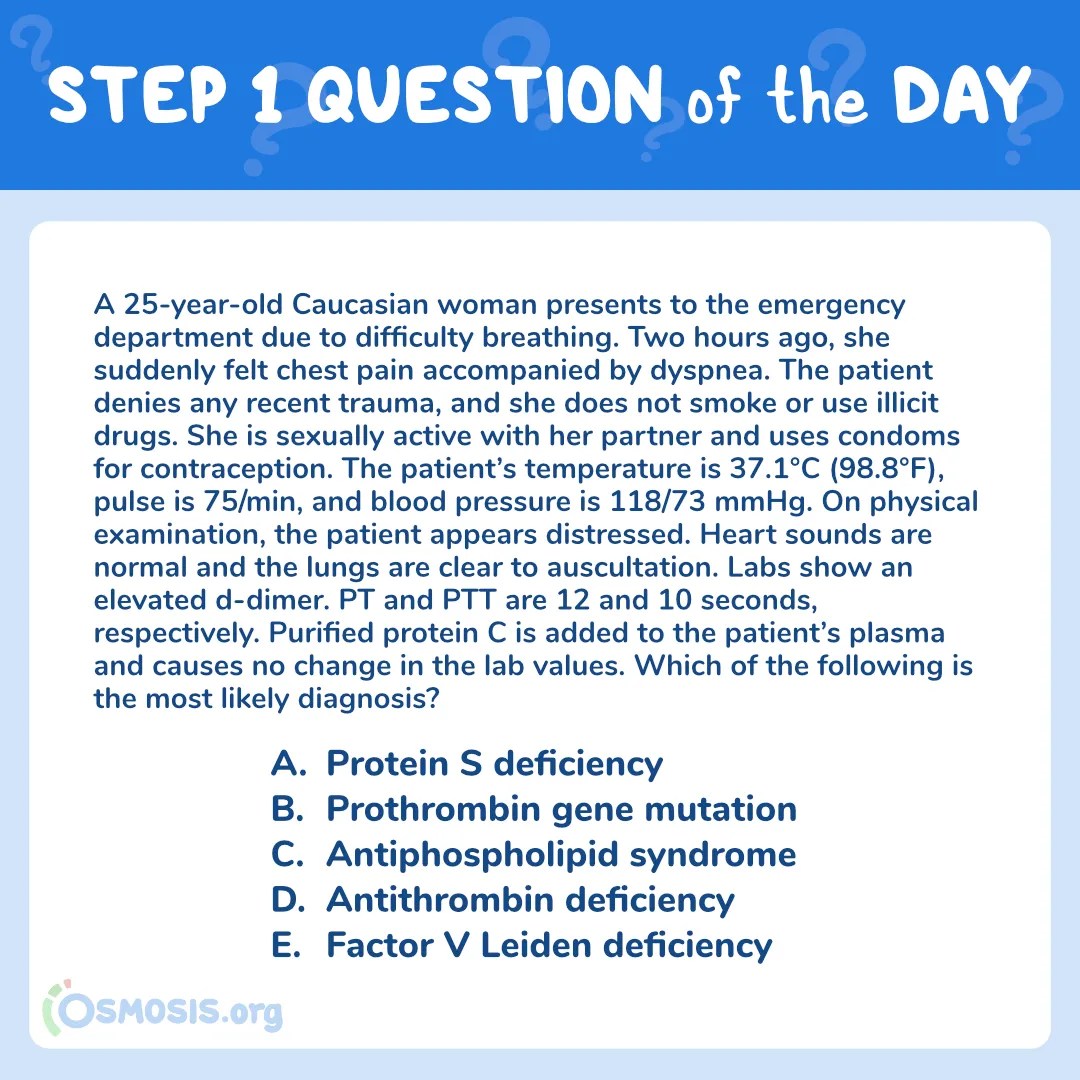 USMLE® Step 1 Question of the Day: Factor V Leiden