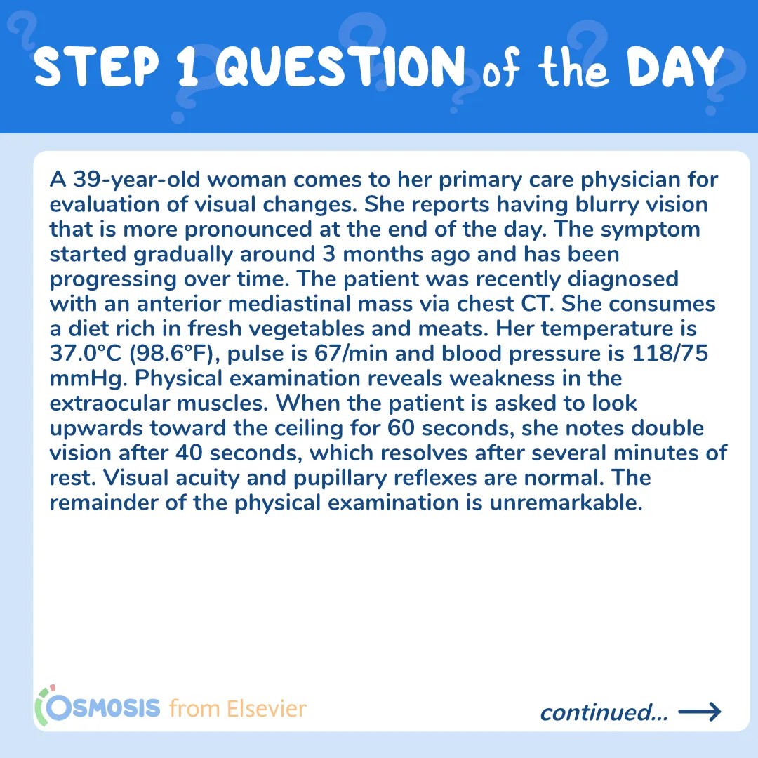 USMLE Step 1 Question of the Day Blurry vision