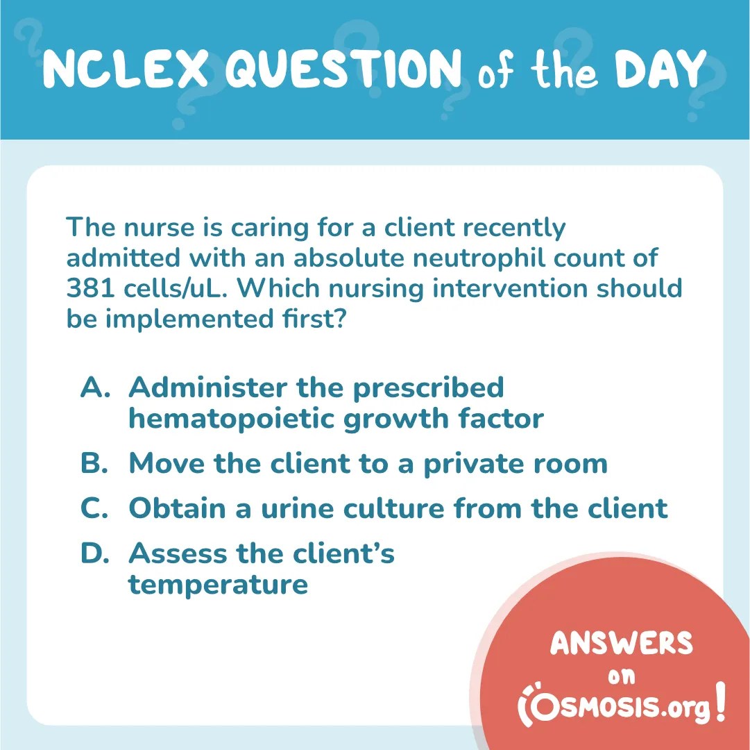 NCLEX-RN® Question of the Day: Absolute neutrophil count