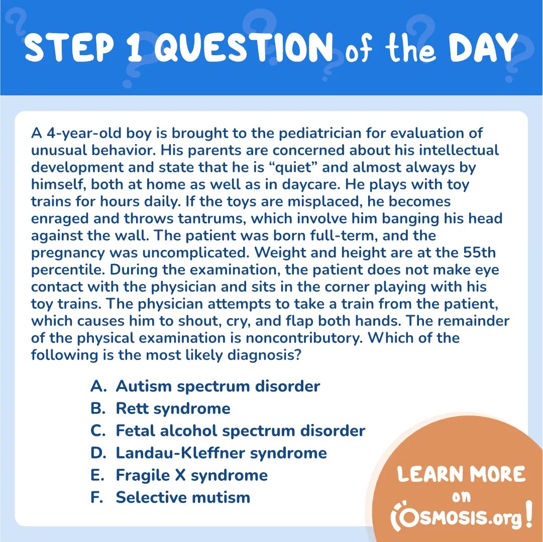 USMLE® Step 1 Question of the Day: Autism spectrum disorder