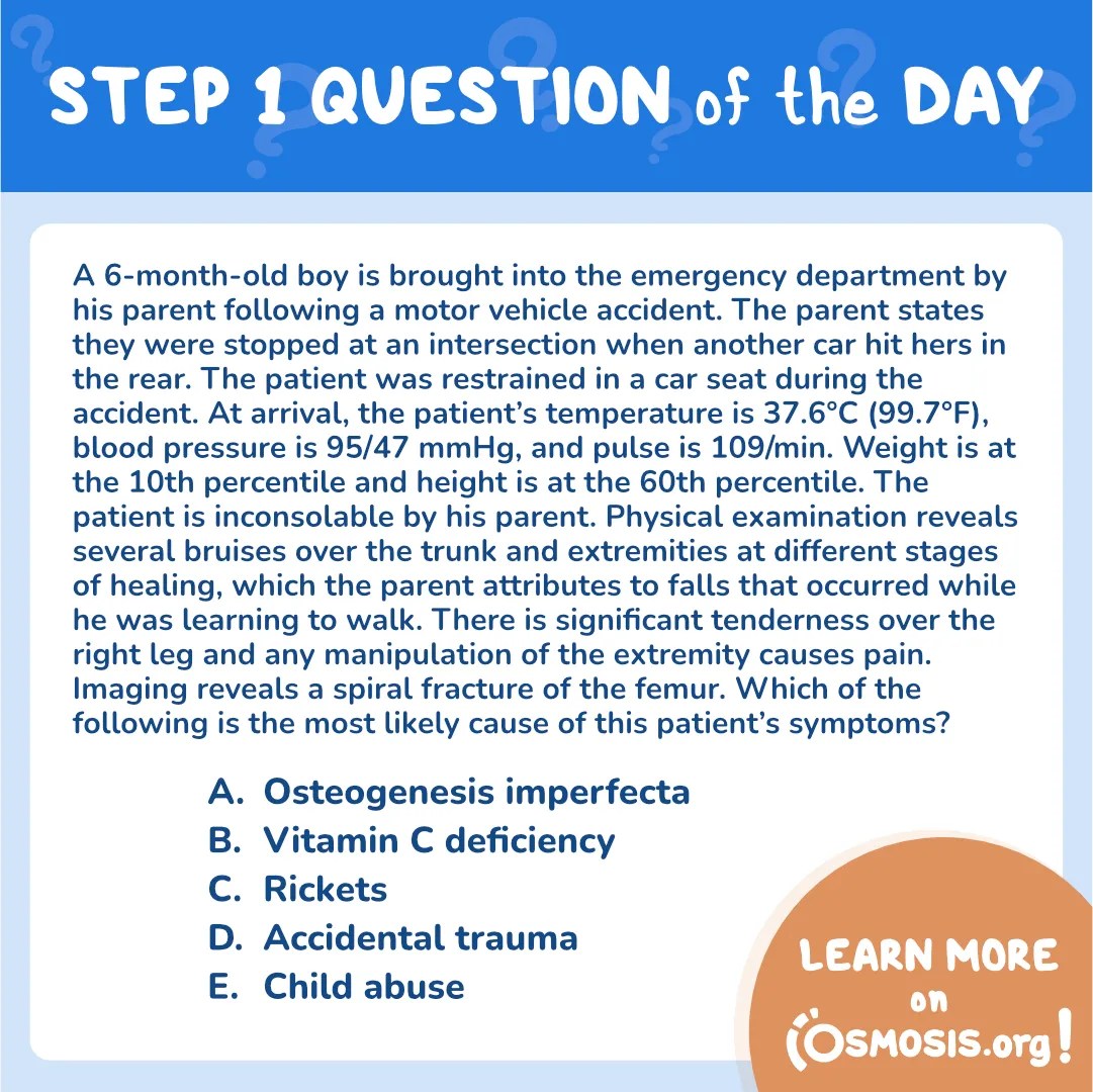 USMLE® Step 1 Question of the Day: Child abuse