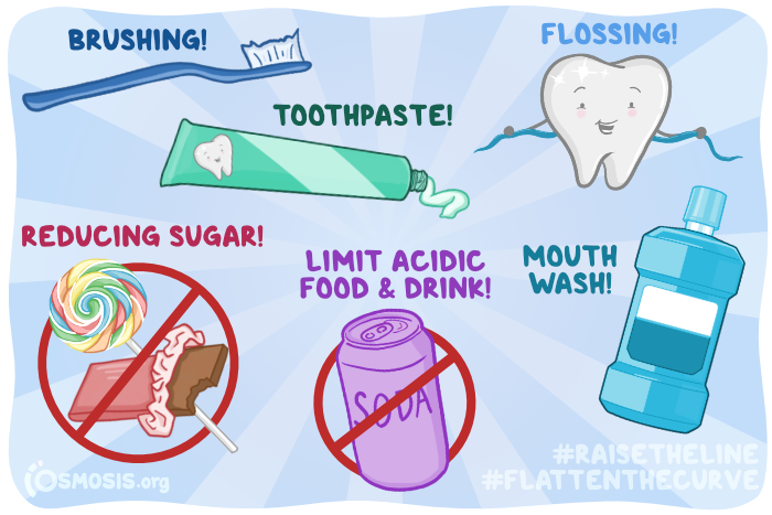 Osmosis illustration of dental health tips.