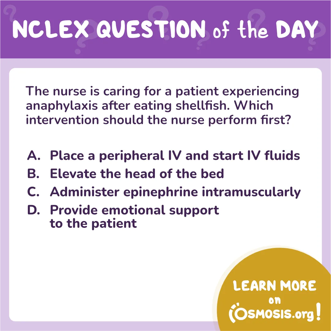 NCLEX-RN® Question of the Day: Anaphylaxis