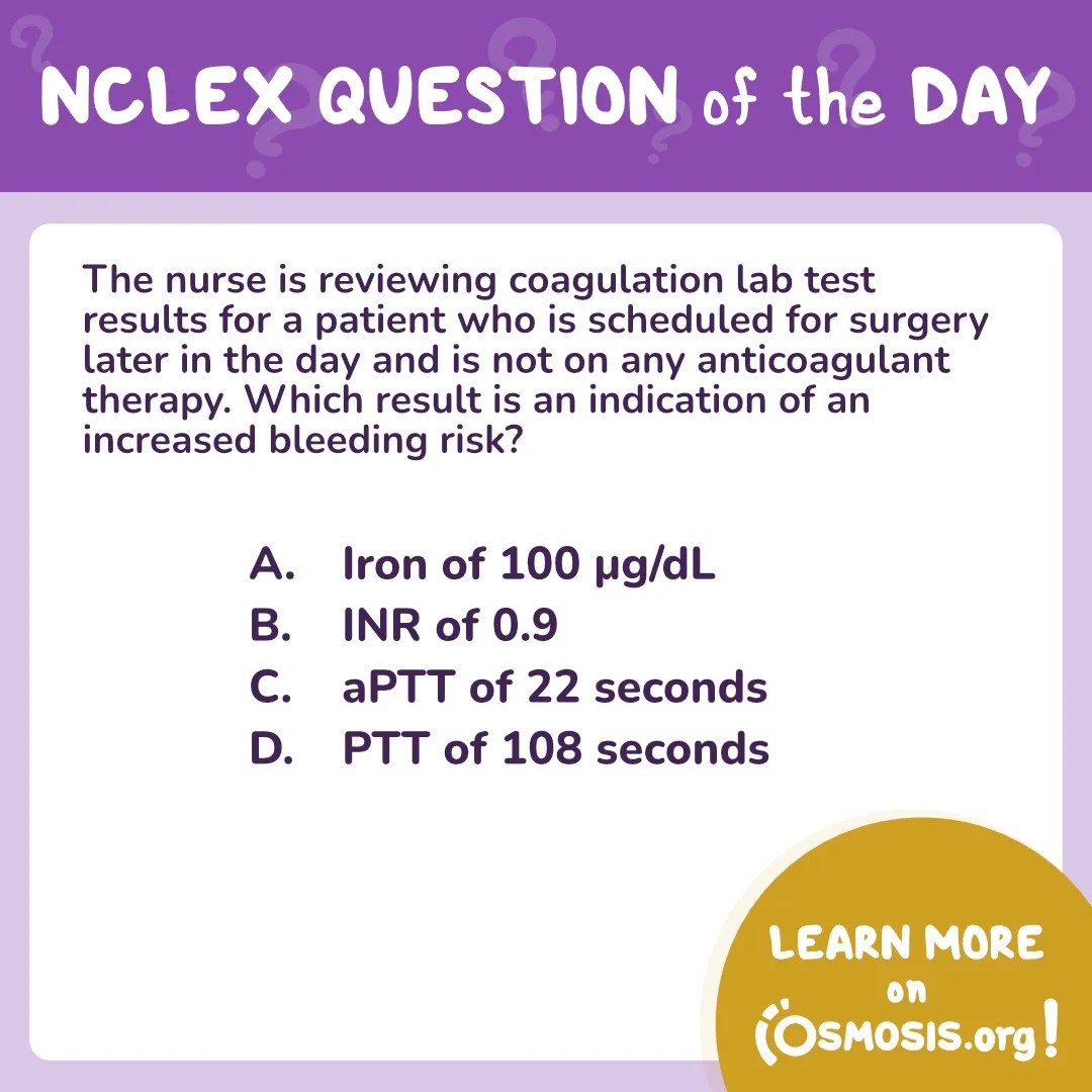 NCLEX-RN® Question of the Day: Coagulation lab