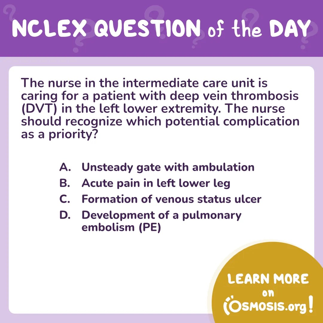 NCLEX-RN® Question of the Day: Deep vein thrombosis
