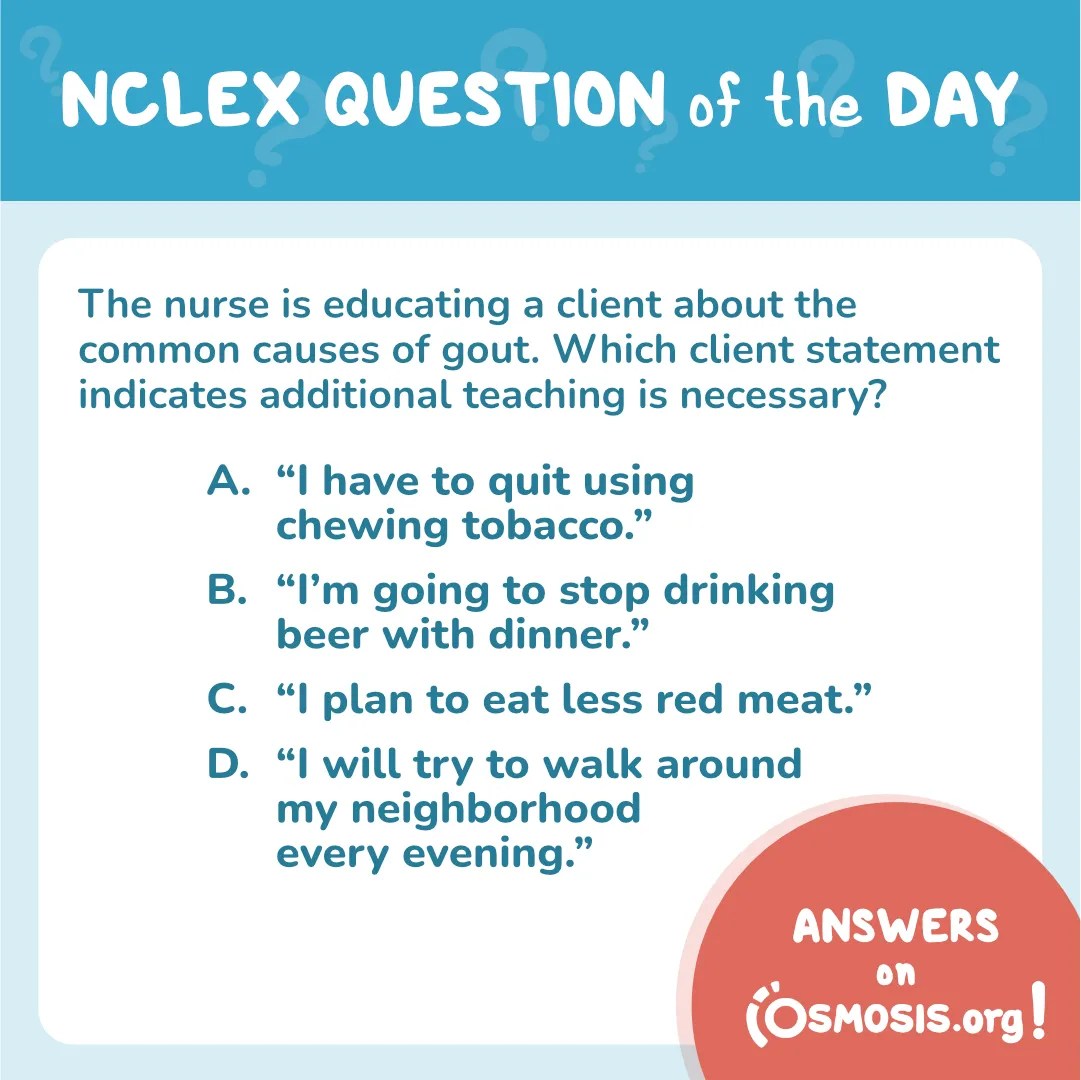 NCLEX-RN® Question of the Day: Gout cause education