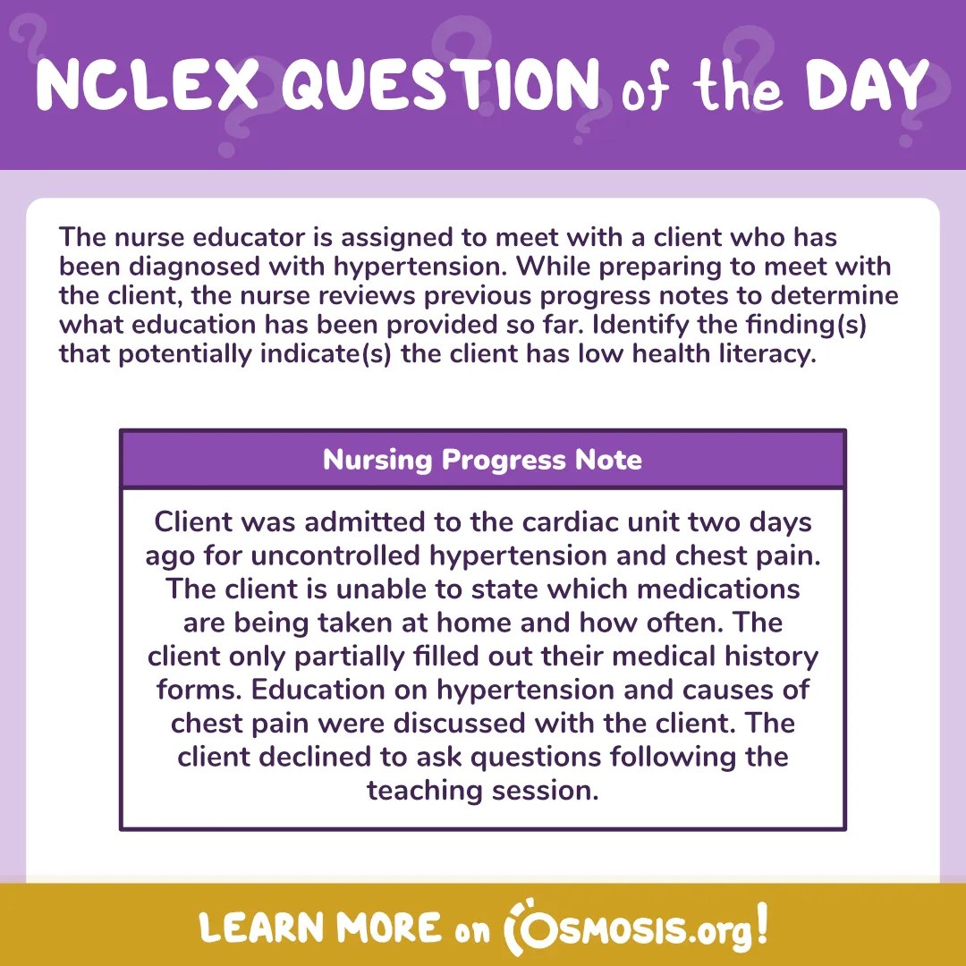 NCLEX-RN® Question of the Day: Health literacy