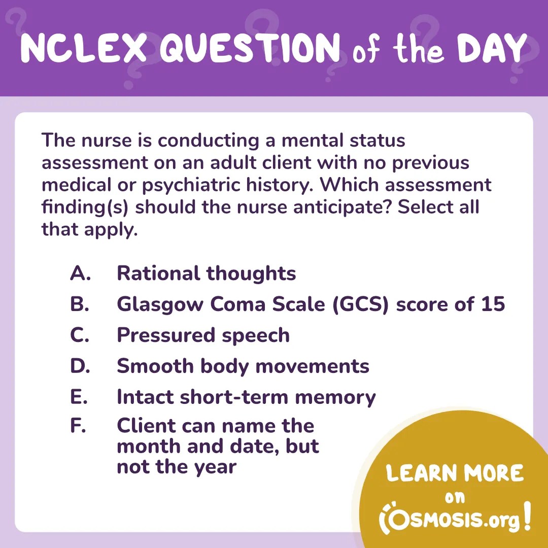 NCLEX-RN® Question of the Day: Mental status assessment