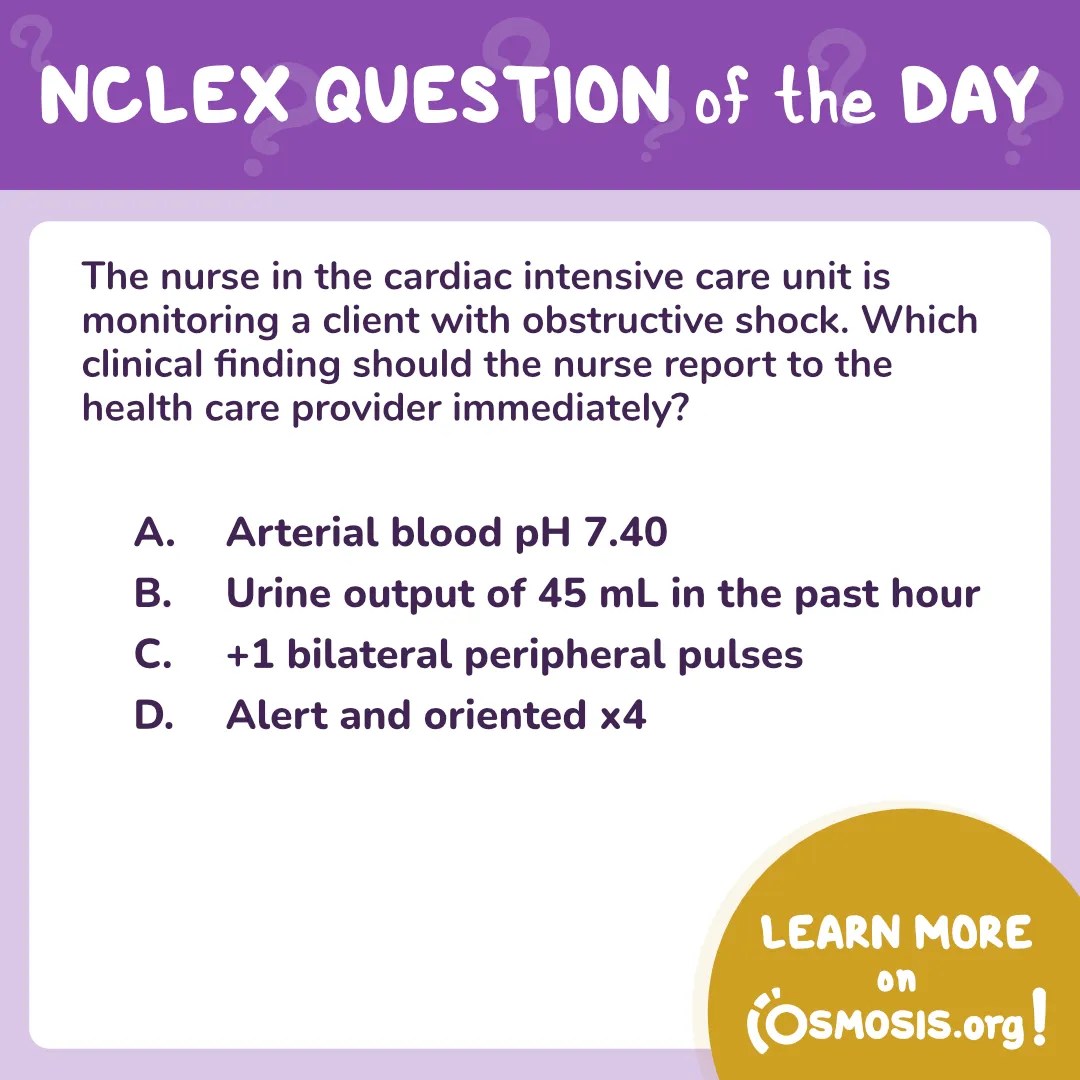 NCLEX-RN® Question of the Day: Obstructive shock