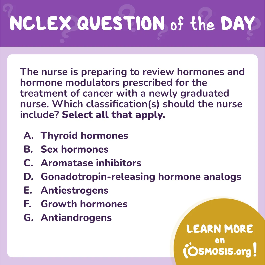 NCLEX-RN® Question of the Day: Hormones and hormone modulators