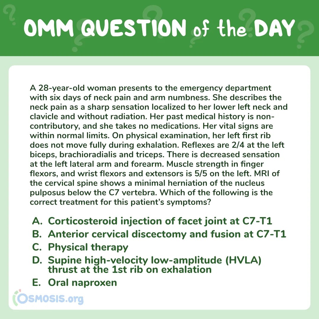 OMM Question of the Day: Left neck pain