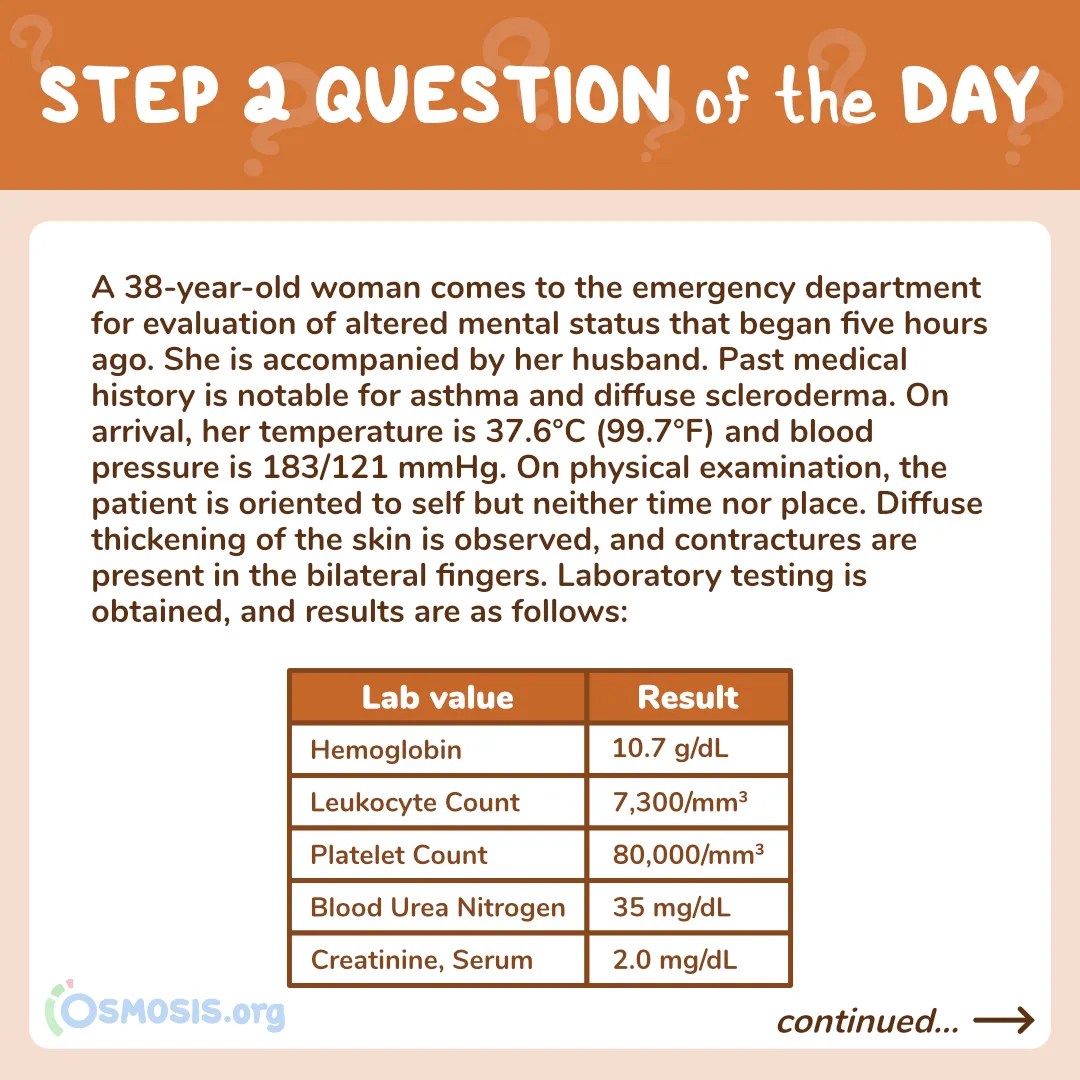 USMLE® Step 2 CK Question of the Day: Scleroderma Renal Crisis
