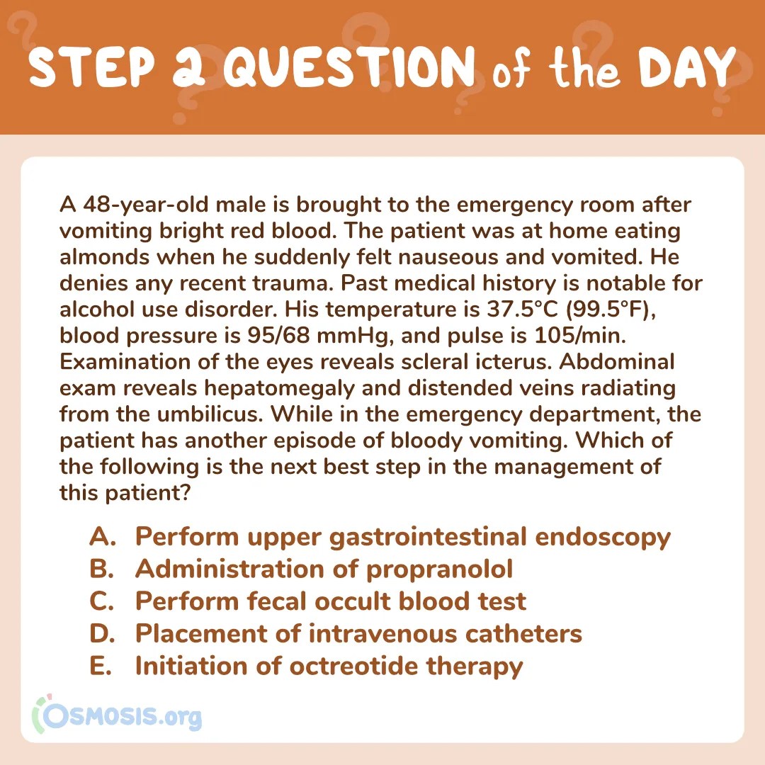 USMLE® Step 2 Question of the Day: Causes of Upper Gastrointestinal Bleeds