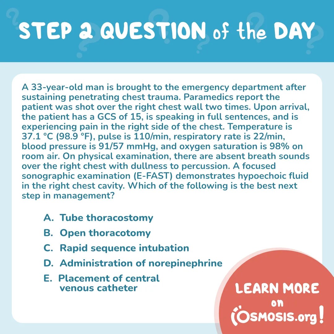 USMLE® Step 2 Question of the Day: Hemothorax