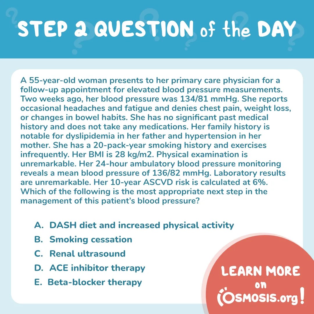 USMLE® Step 2 Question of the Day: High blood pressure