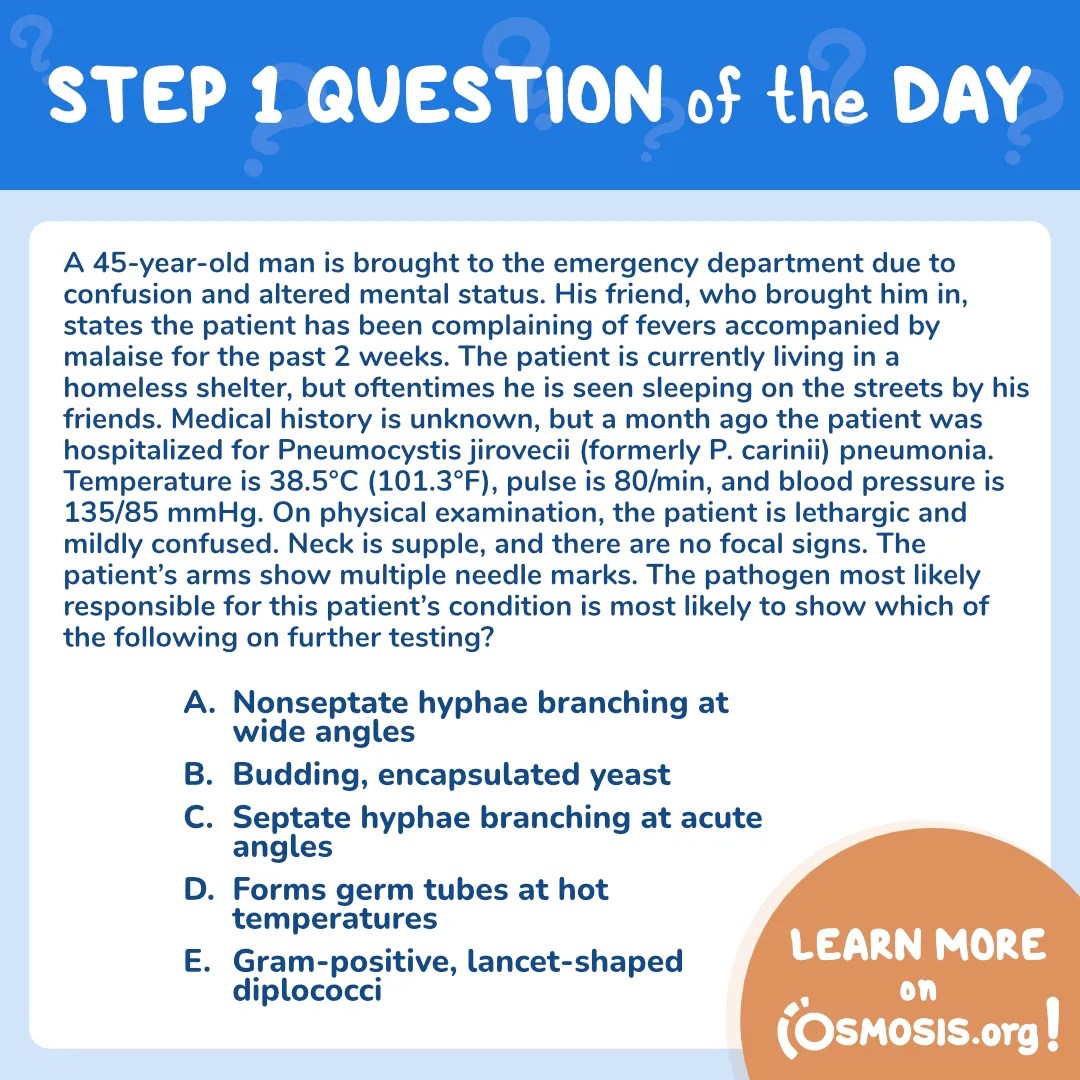 USMLE® Step 1 Question of the Day: Pathogen test