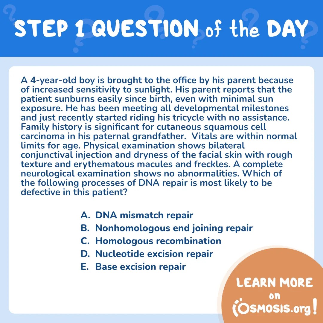 USMLE® Step 1 Question of the Day: Sunlight sensitivity