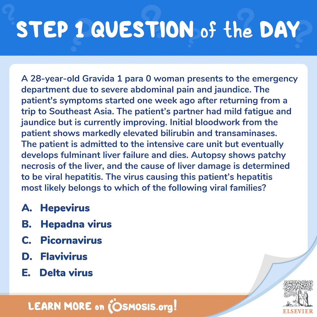 USMLE® Step 1 Question of the Day: Viral hepatitis