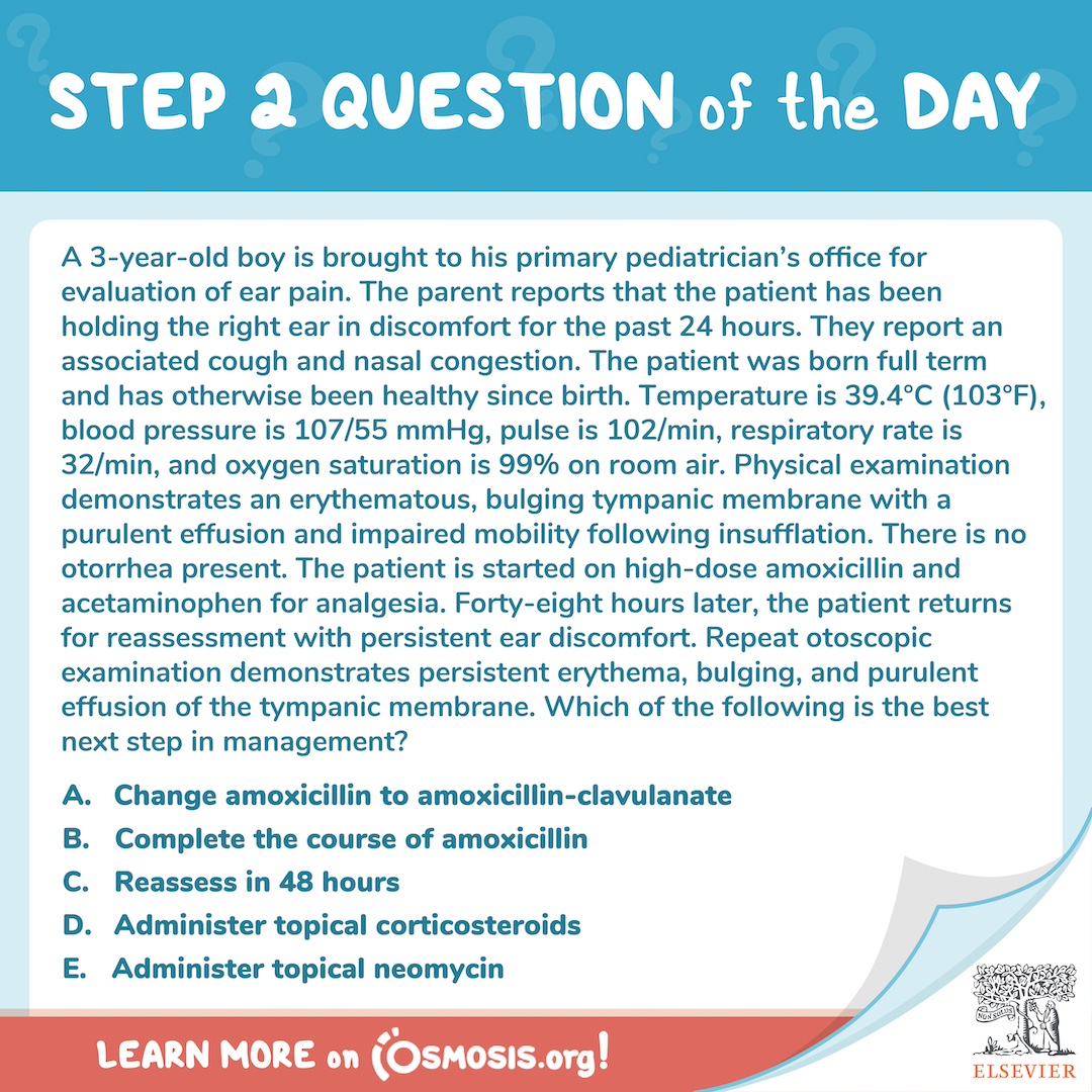 USMLE® Step 2 Question of the Day: Ear pain