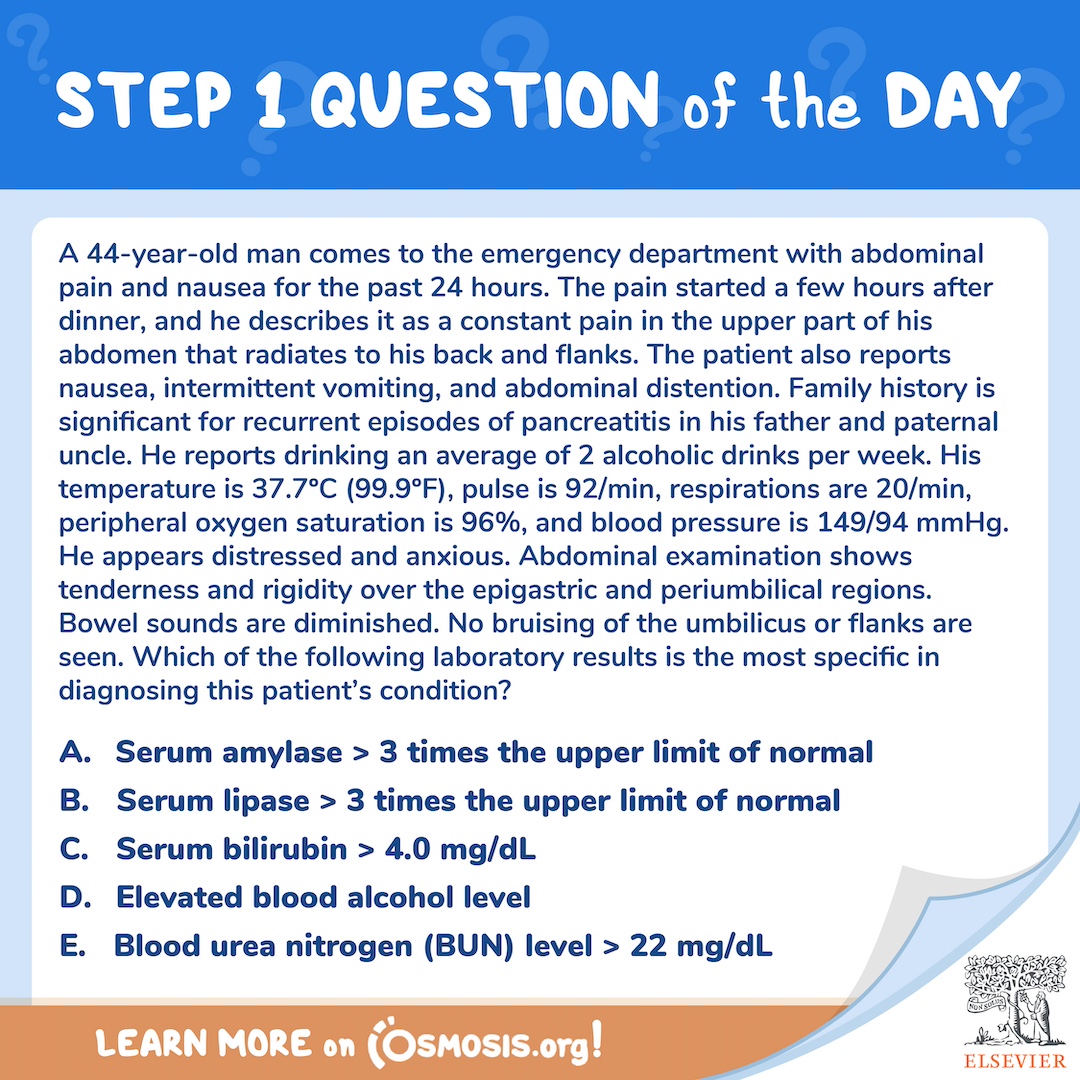 USMLE® Step 1 Question of the Day: Pancreatitis