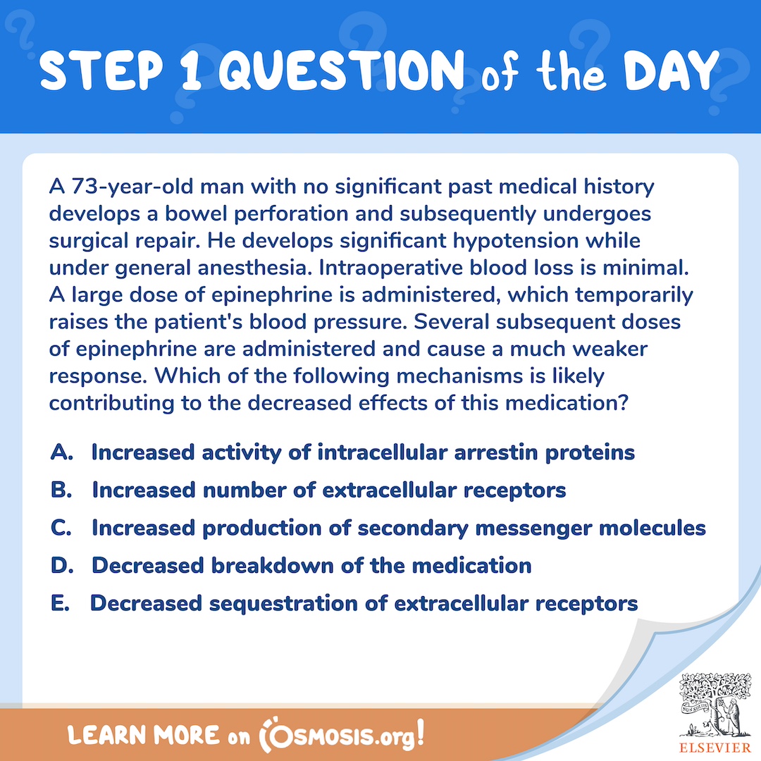 USMLE® Step 1 Question of the Day: Epinephrine response