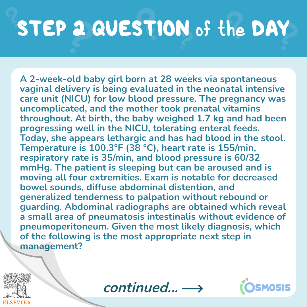 USMLE® Step 2 CK Question of the Day: Pneumatosis intestinalis