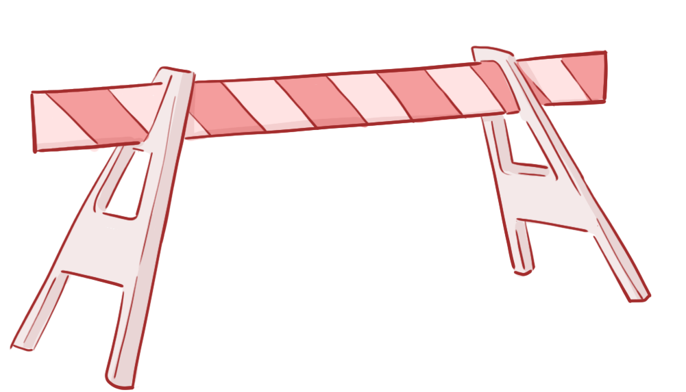 A traffic barrier with stripes.
