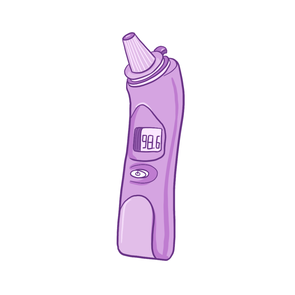 A tympanic thermometer