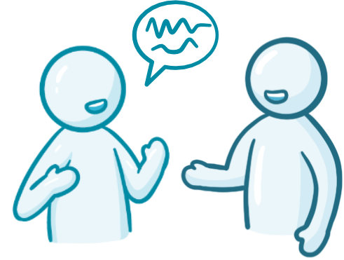 Two people speaking to each other, with one providing feedback to the other.