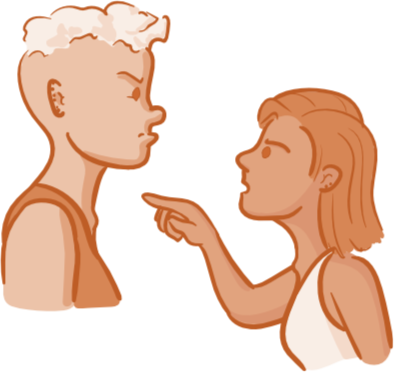 A couple, fighting.