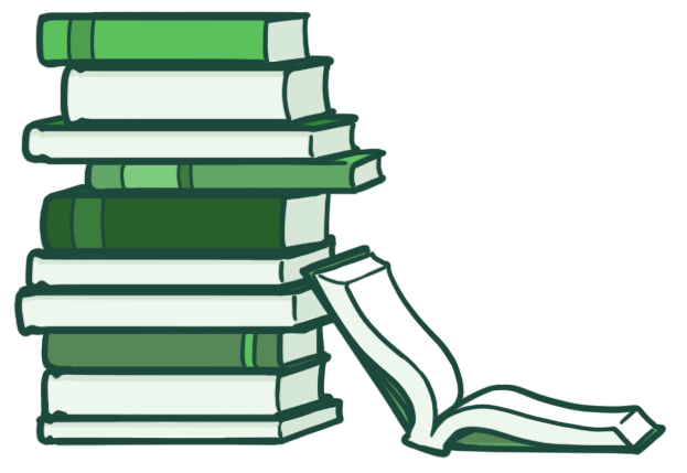A stack of books with one laying open