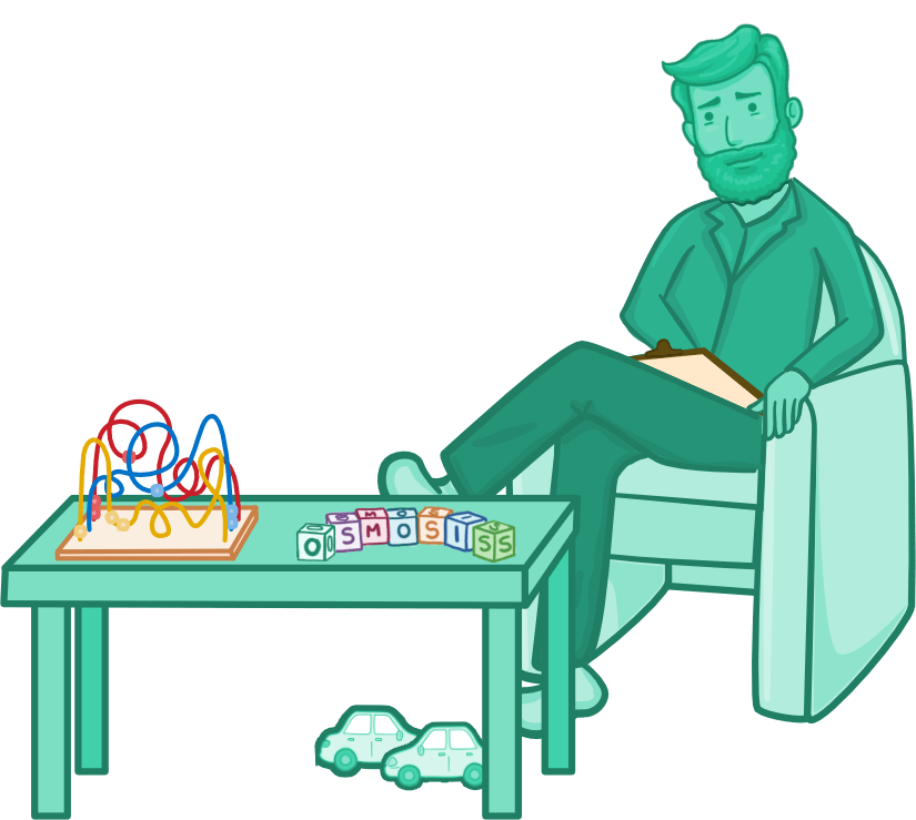 An illustration of a modern psychiatrist who specializes in working with children.
